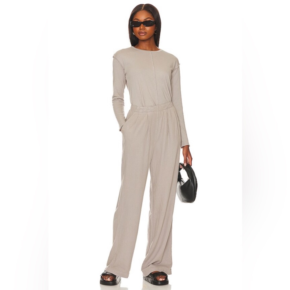 NWT BOBI linen pull on pants and cropped jacket coord set in gray lead Small - Picture 12 of 13